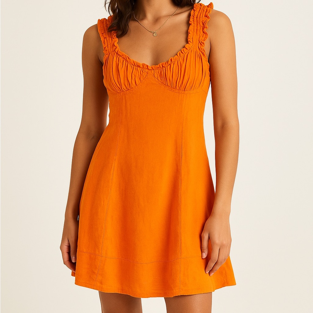 Free People Orange Linen Dress
